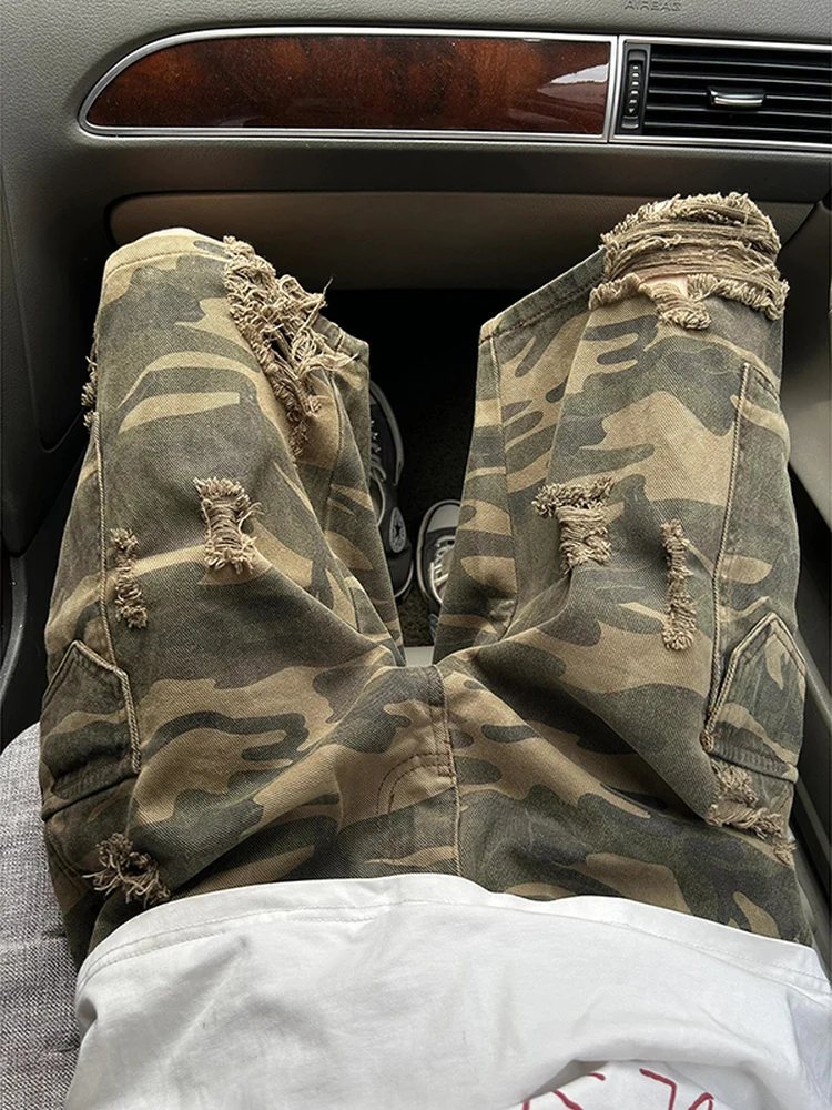 

American Sle Camouflage orts Men's Summer Design Waed Workwear Pants Cleanfit Wide Leg Seven Inch Pants Breathable Casu...