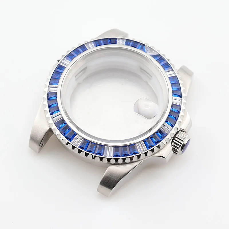 

40mm Diamonds Submariner Watch Case Stainless Steel Case Sapphire Glass Waterproof for NH35 NH36 Movement Replacement Parts
