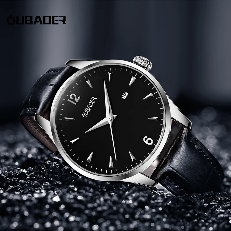 OUBAOER Mens Watches Fashion Leisure Watch Man Waterproof Date Quartz WristWatch for Men Business Male Clock Relogio Masculino