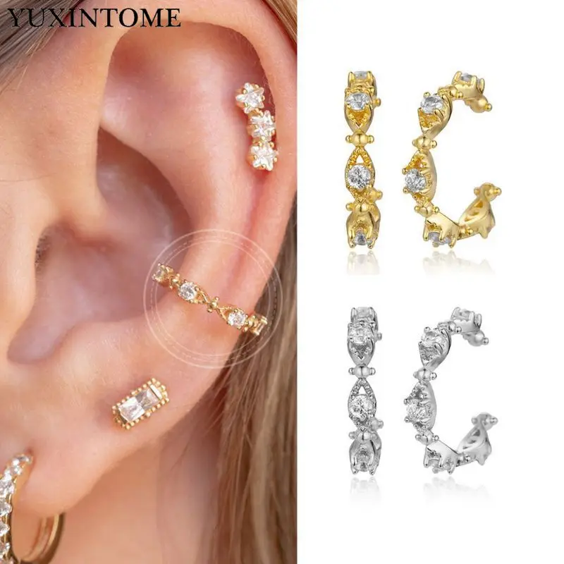 

1 Piece Inner diameter 9mm gold plated Micro Inlay Shiny Zircon Ear Clip For Women Without Piercing Earring Fashion Jewelry