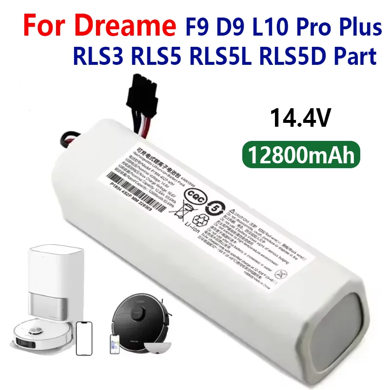 NEW 14.4V Robotic Vacuum Cleaner Replacement Battery For Dreame F9 D9 L10 Pro Plus RLS3 RLS5 RLS5L RLS5D Part Original 12800mA