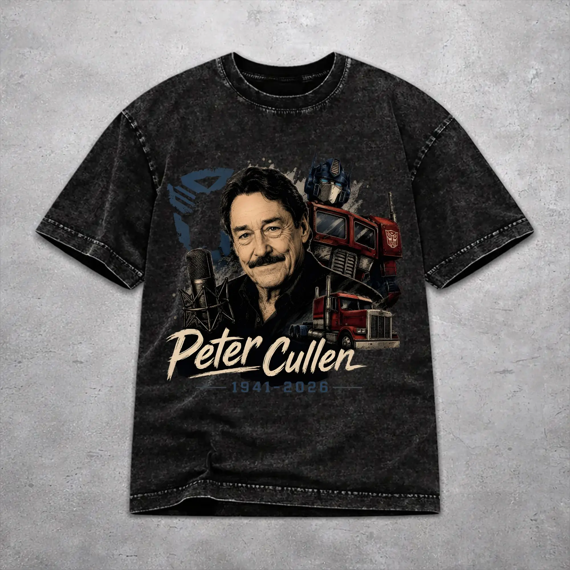 Women Men Peter Cullen RIP Shirt Printed Cotton Washed  Harajuku T-Shirts