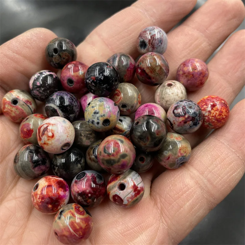 DIYOrnament Accessories12mm Color Old Agate round Beads Loose Beads Vintage Distressed Agate Beads Bulk Batch