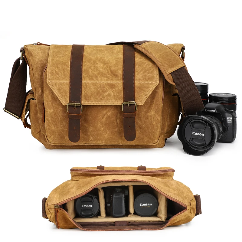

DSLR Camera Bag Digital Waterproof Travel Photography Canvas Messenger Bag For Canon Sony DSLR SLR Camera Case Tripod Holder