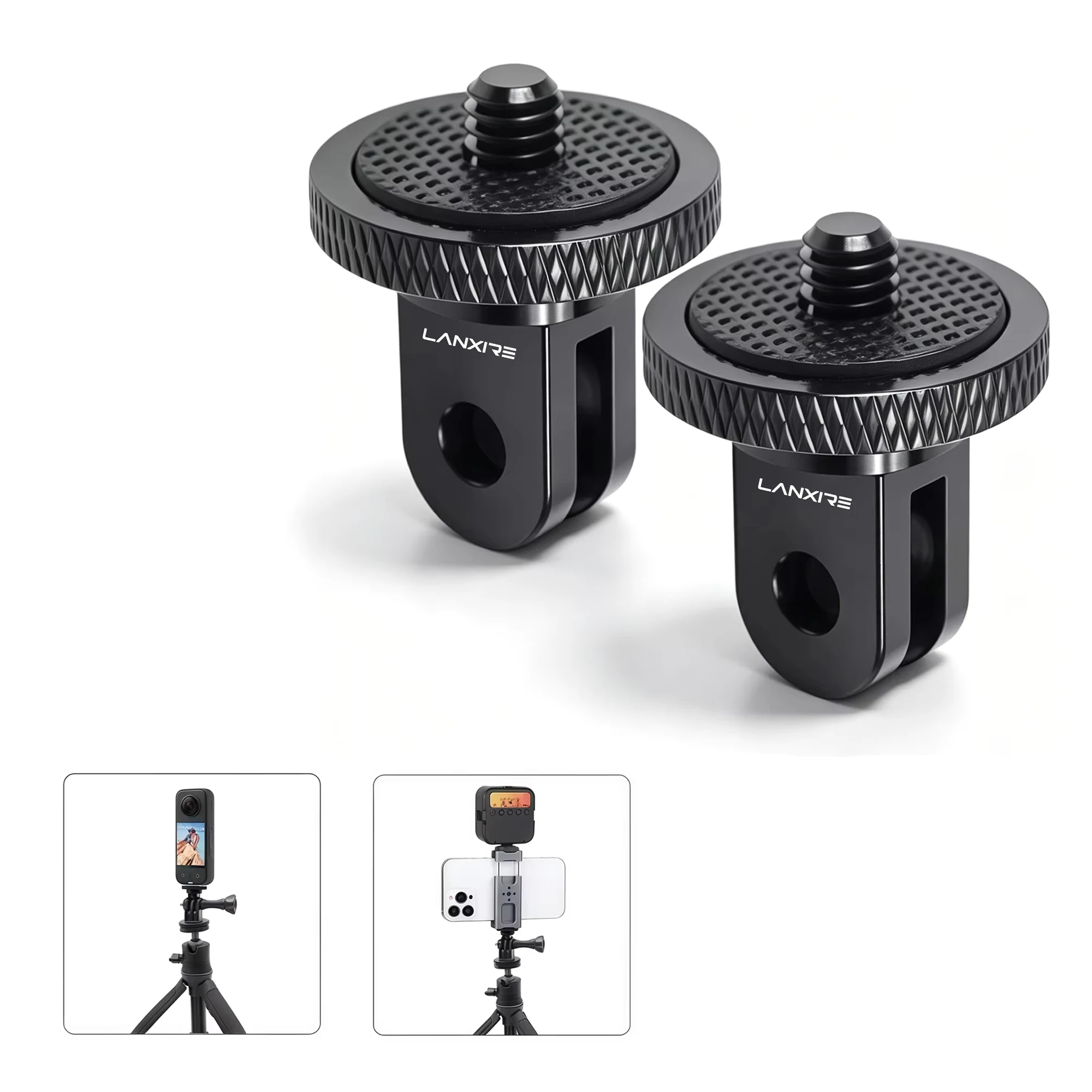 lanxire-360-°-adaptador-de-montagem-rotativo-para-camera-de-acao-suporte-de-parafuso-de-1-4-para-gopro-hero-13-9-insta360-x5-x4-x3-dji-osmo-2-pacotes