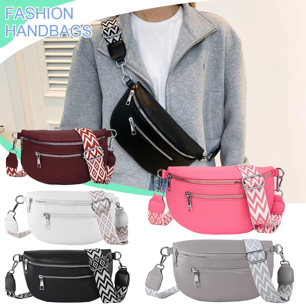 PU Leather Retro Banana Bag Women Chest Bag Waist Fanny Pack Sling Crossbody Shoulder Bag Chest Bum Belt Bag Half Moon Hobo Bag