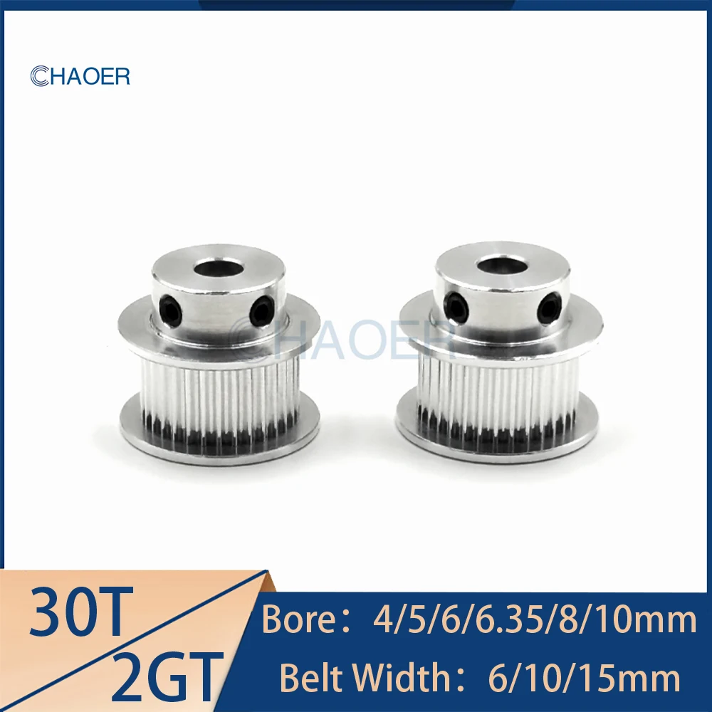 

2GT 30 Teeth Timing Pulley Bore 4/5/6/6.35/8/10mm For Belt Width 6-15mm GT2 30Teeth Small Gap Synchronous Wheel 3D Printer Parts