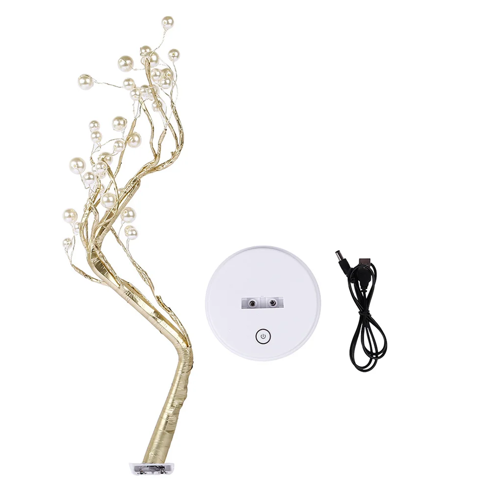 ضوء ليلي صغير Led على شكل شجرة مصباح ثلاثي الأبعاد لتزيين غرفة النوم يعمل بمنفذ USB للتحكم باللمس ذهبي للمنزل