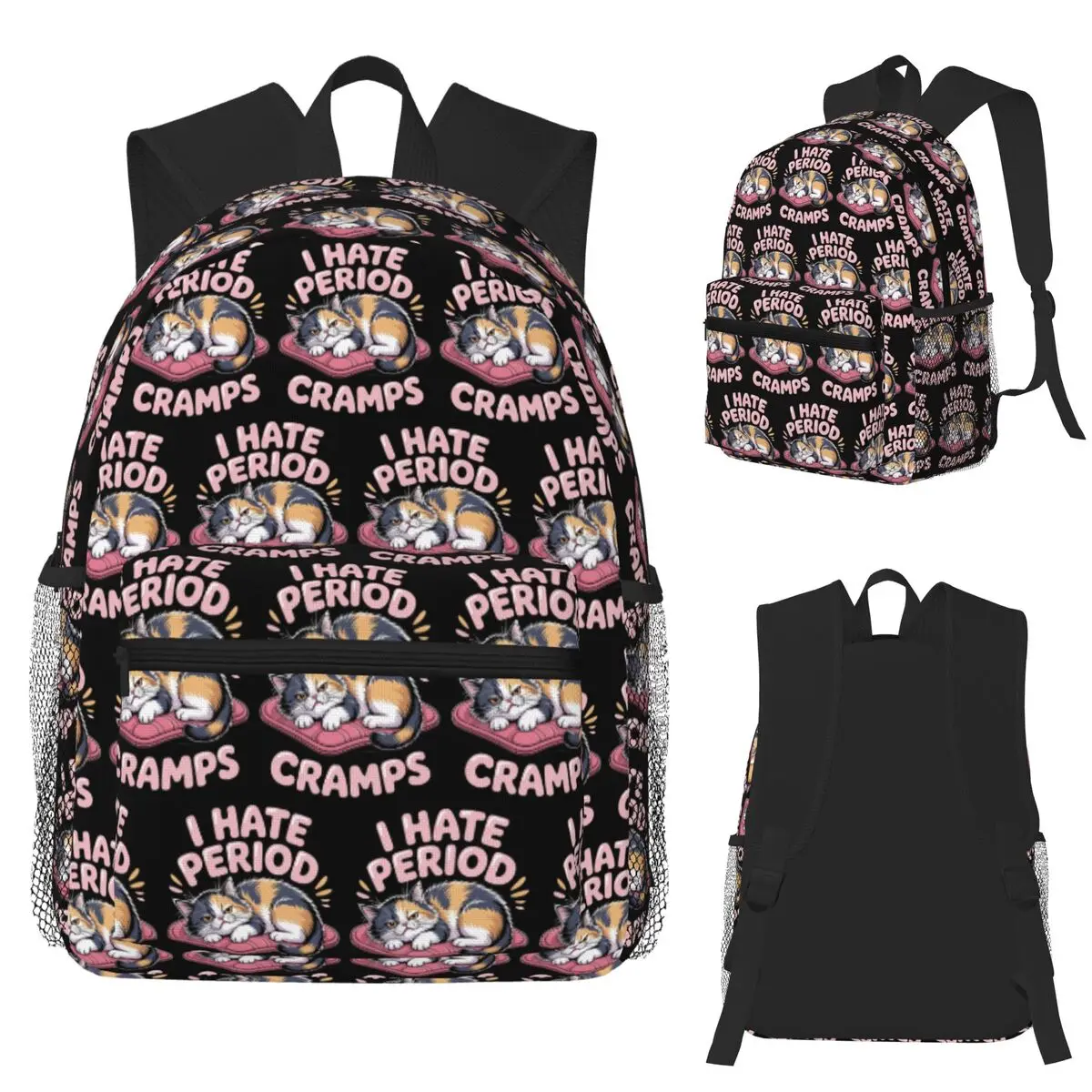

Cat I Hate Period Cramps Student Backpack School Bag Hiking Travel Daypack for Boys Girls Fashion Bookbag Shoulder Bags