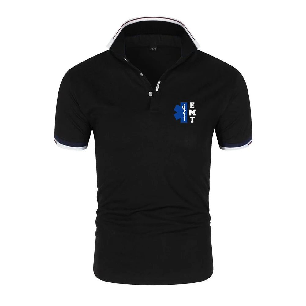 2026 EMT Emergency Ambulance Print Summer Men's New Polos Shirts Breathable Short Sleeve Fashion Casual Slim Fit Lapel Top