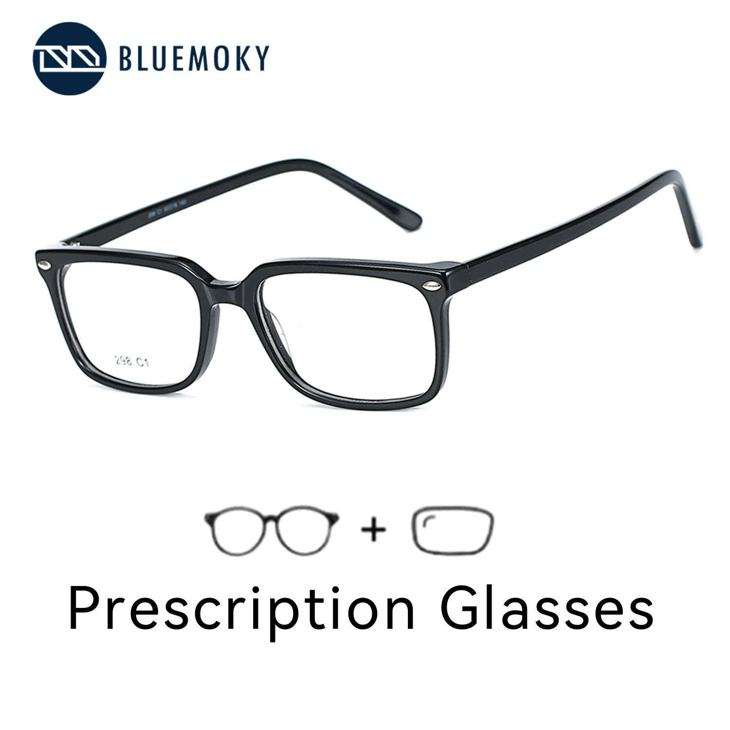 

BLUEMOKY Изысканные полнокадровые ацетатные очки по рецепту для мужчин/анти-синий свет/прямоугольные прогрессивные оптические очки