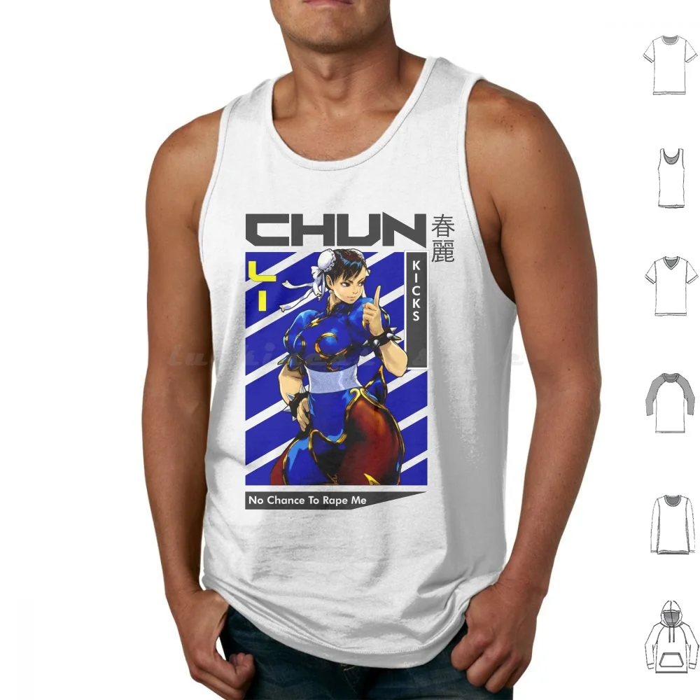 Chun-Li Tank Tops Vest Sleeveless Chun Li Ryu Ken Guile Akuma Nicki Minaj Arcade Fighter Retro Tingz Bison Blanka