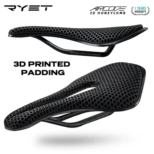 Imagen 2 del producto RYET-sillín de bicicleta con estampado 3D, asiento ultraligero de fibra de carbono, hueco, cómodo, transpirable, para ciclismo de montaña o carretera