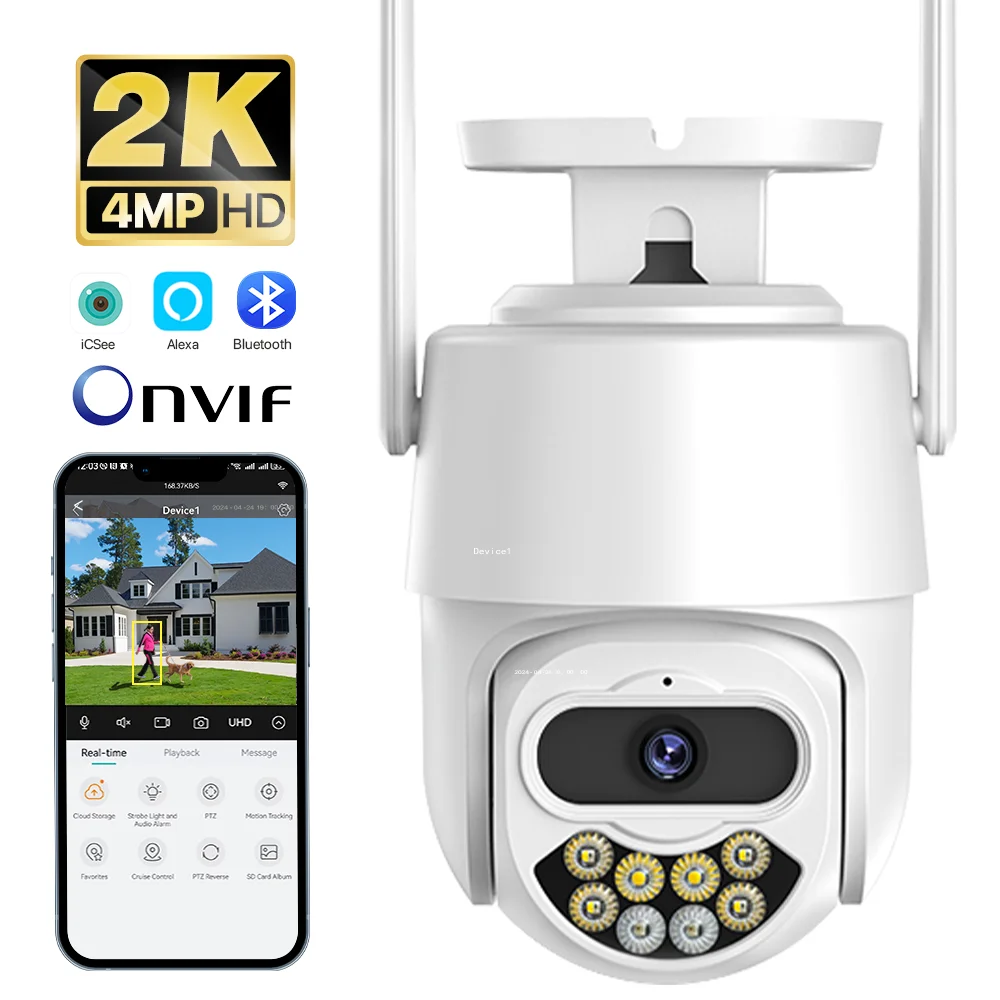 

External 2K 4MP HD IP Camera H.265 WIFI Outdoor Security Camera 1080P AI Tracking PTZ Camera Onvif CCTV Surveillance iCsee