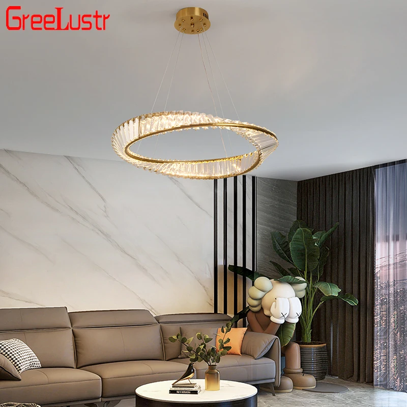 Luxury Crystal Pendant Light Modern LED Ceiling Chandeiler Lamp for Living Bedroom D60CM Home Appliance Lumiaires Hanging Lighti