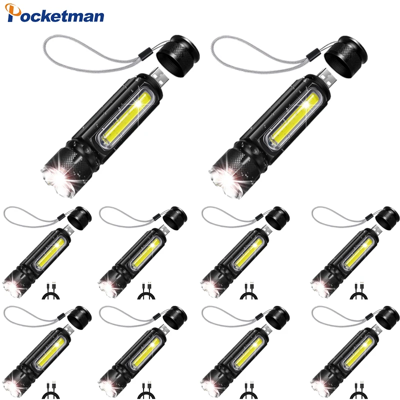 

Powerful LED Flashlights with COB Side Light Magnetic Tail Work Light Waterproof Torcj USB Rechargeable Flashlight Hand Light