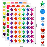 10sheets Holographic Round Dot sticker Heart Star DIY Decoration Stickers for Kids Student Children Reward sticker