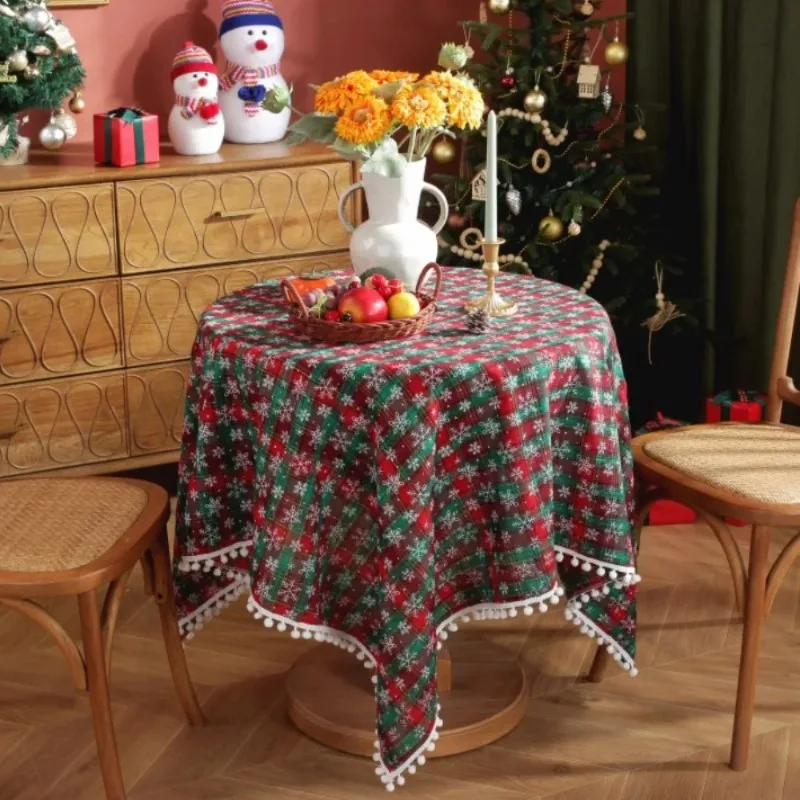 1pcs/lot Christmas snowflake tablecloth rectangular tablecloth printed holiday decoration fabric