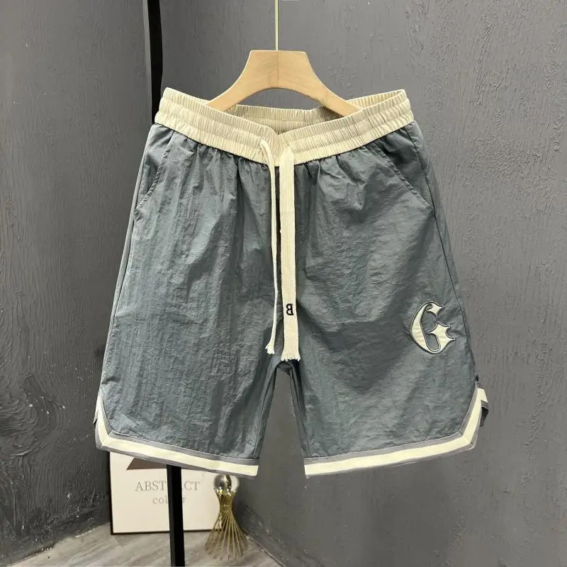 Patchwork Contrasting Colors Summer Men Motion Thin Style Loose Casual Large Size Elastic Waist Simplicity Comfortable Shorts