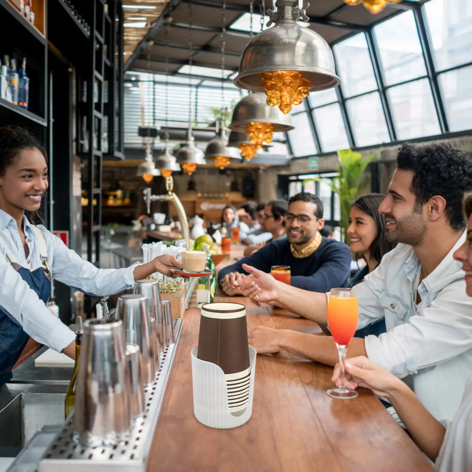 

2pcs Paper Cup Holder Organizer For Countertop Desktop Elegant Smooth-Edge Plastic Cup Dispenser Coffee Station Supplies