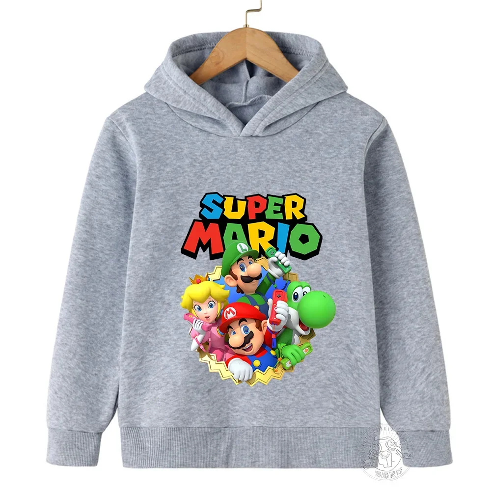 New Spring Autumn Game Marios Children's Hooded Hoodie Sweatshirt Pullover Casual Fashion Baby Boys and Girls Clothing Kid Tops