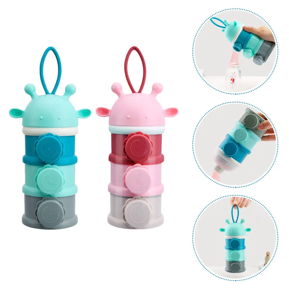 

2pcs Baby Formula Dispenser Milk Powder Container Snack Boxes 3 Layers Washable Storage Boxes for Fruit Candy Air