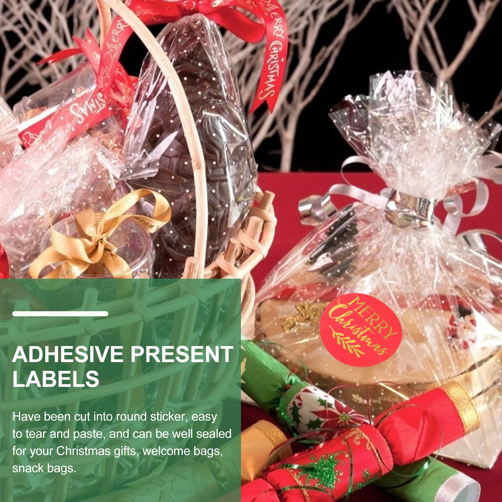 

Christmas Stickers Adhesive Present Labels Round Seal Holiday Copper Plate Tags