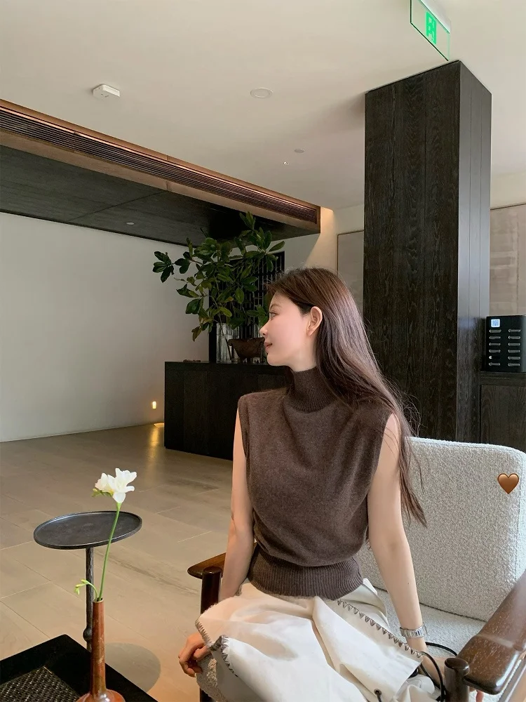 

Жилет женский вязаный Seeyouiceland Reformat00 из шерсти с высоким воротником, приталенный, модный, 3D-крой, средней длины