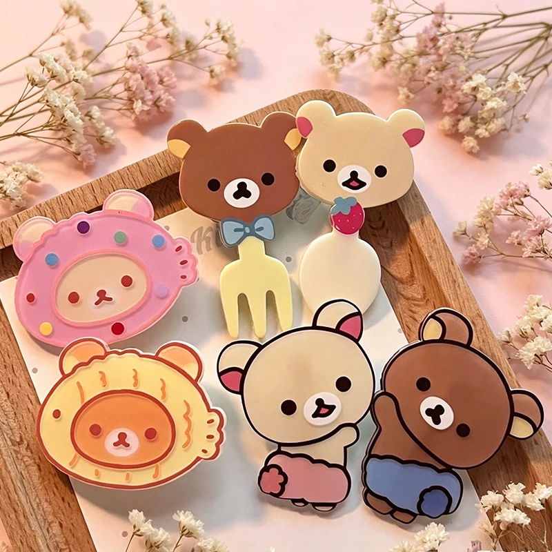 Заколка-для-волос-rilakkuma-милый-медвежонок-вилка-ложка-универсальная-заколка-для-челки-мультяшный-аксессуар-для-волос-для-девочек-подарок-для-детей