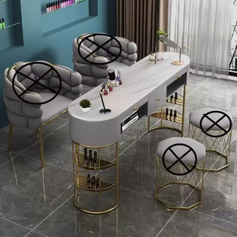 

Nordic Dressing Manicure Table Modern Luxury Marble Tabletop Nail Tables Golden Multifunction Salon Furniture Mesa De Uñas LLMT