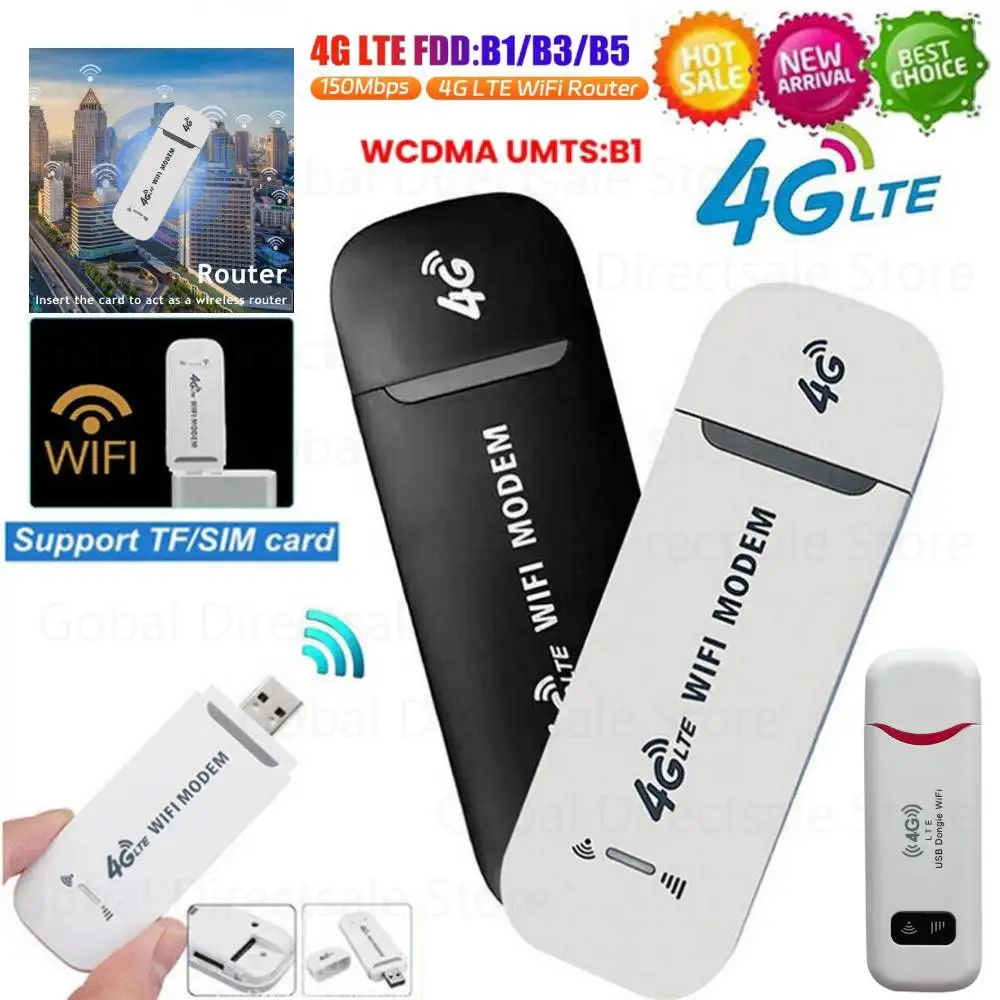 

3G 4G LTE Беспроводной USB-ключ Мобильный широкополосный модем 150 Мбит/с 4G SIM-карта Беспроводной маршрутизатор Домашний офис Беспроводной Wi-Fi адаптер