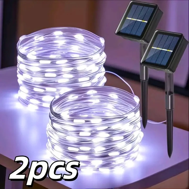 Outdoor Solar String Lights Super Bright Solar Powered Waterproof Fairy Light 8 Mode Christmas Lights for Xmas Patio Tree Garden
