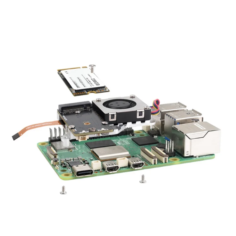

-AA95 для Raspberry Pi 5-Pcle To M.2 Плата адаптера с вентилятором + радиатором Gen3 M.2 Nvme Плата расширения для 2230 2242 Nvme SSD