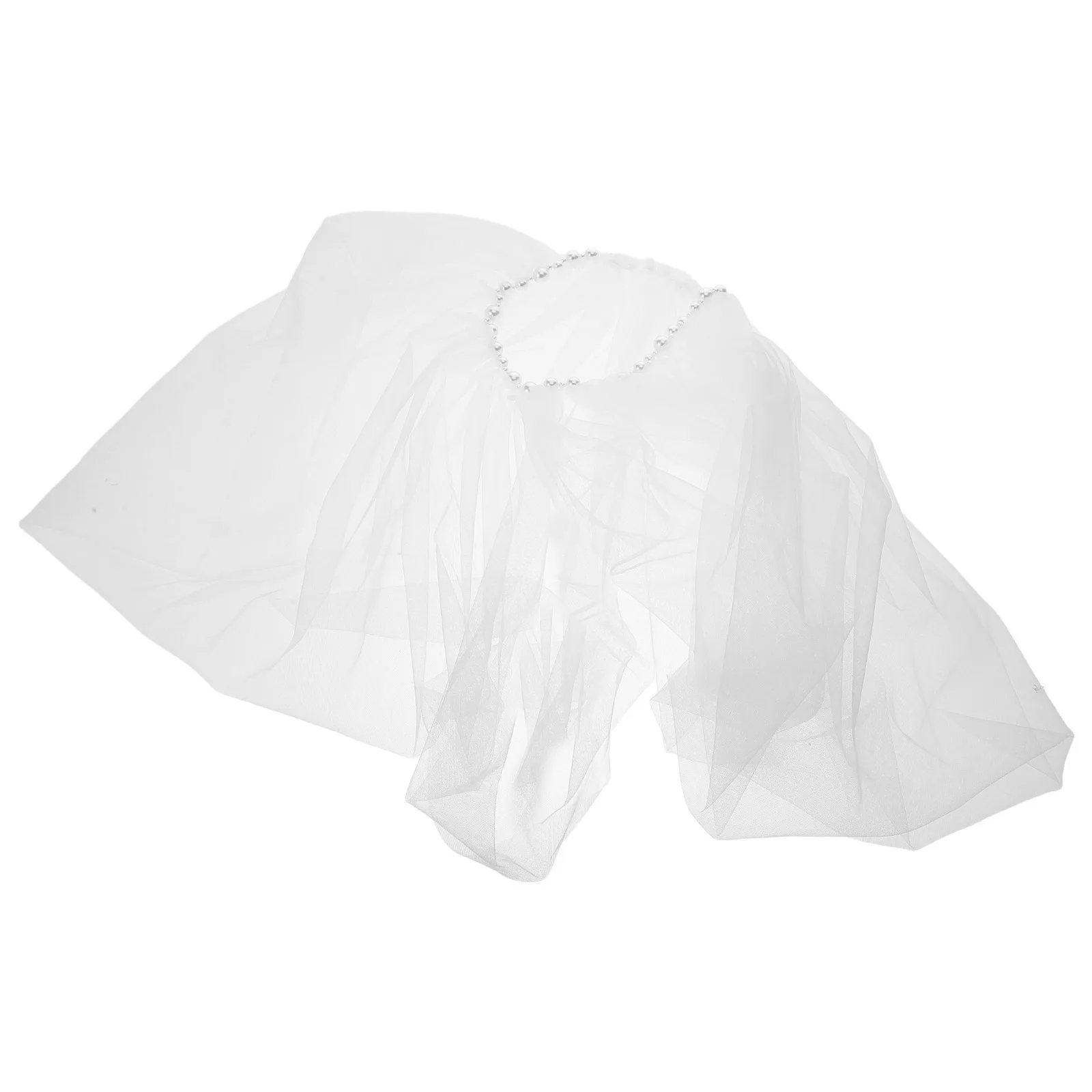

Elegant Bridal Shawl Wedding Dress Accessory White Tulle Wrap With Fake Pearls For Brides Bridesmaids Formal Evening Dresses