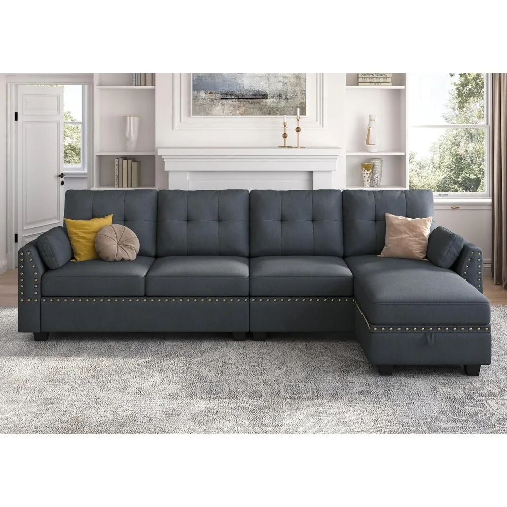 

Convertible Sectional Sofa L Shaped Couch Reversible Sectional for Small Apartment,50"D x 101.6"W x 33.5"H, Living Room Sofas