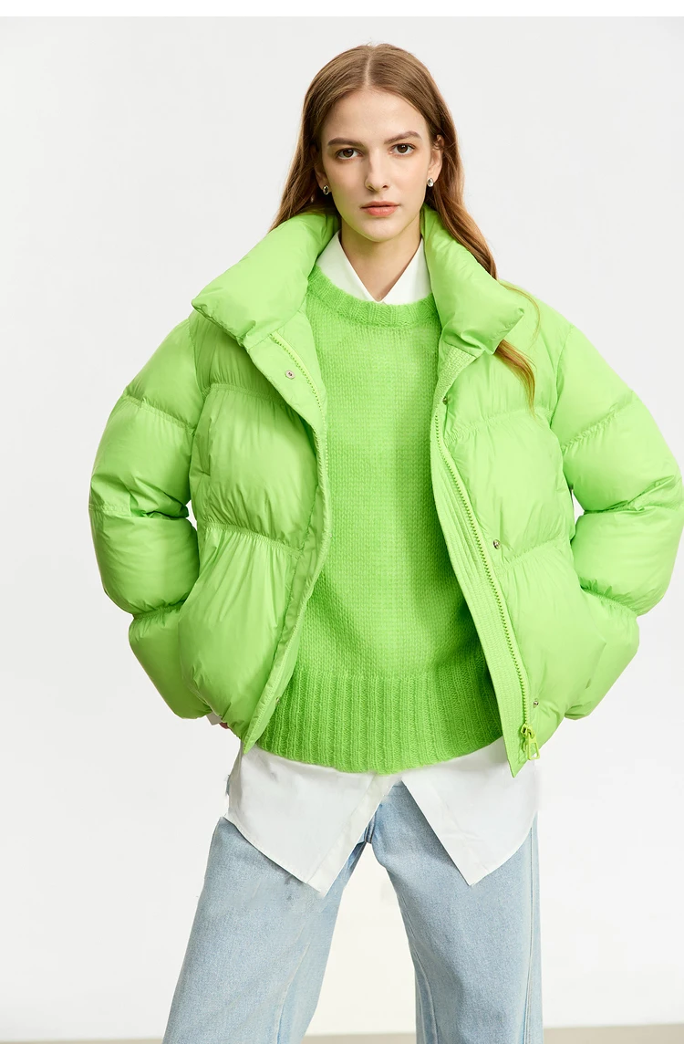 AMII Minimalist Women's Winter Down Jacket Zipper Button Warm Short Overcoats 2025 Winter New Female Solid Down Jacket 12344053