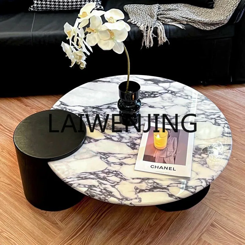 

Modern simple Bulgari marble living room home coffee table light luxury size round coffee table