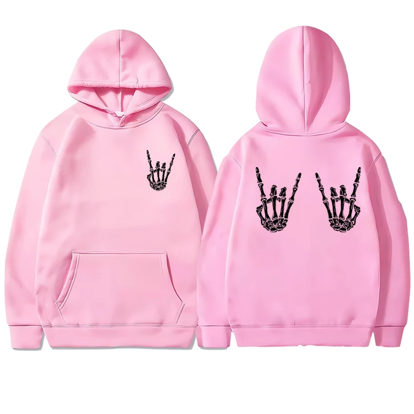 Gothic Halloween Skull Double Sided printed streetwear Hoodie Unisex harajuku punk Sweatshirt  Men women Fleece Casual pullover