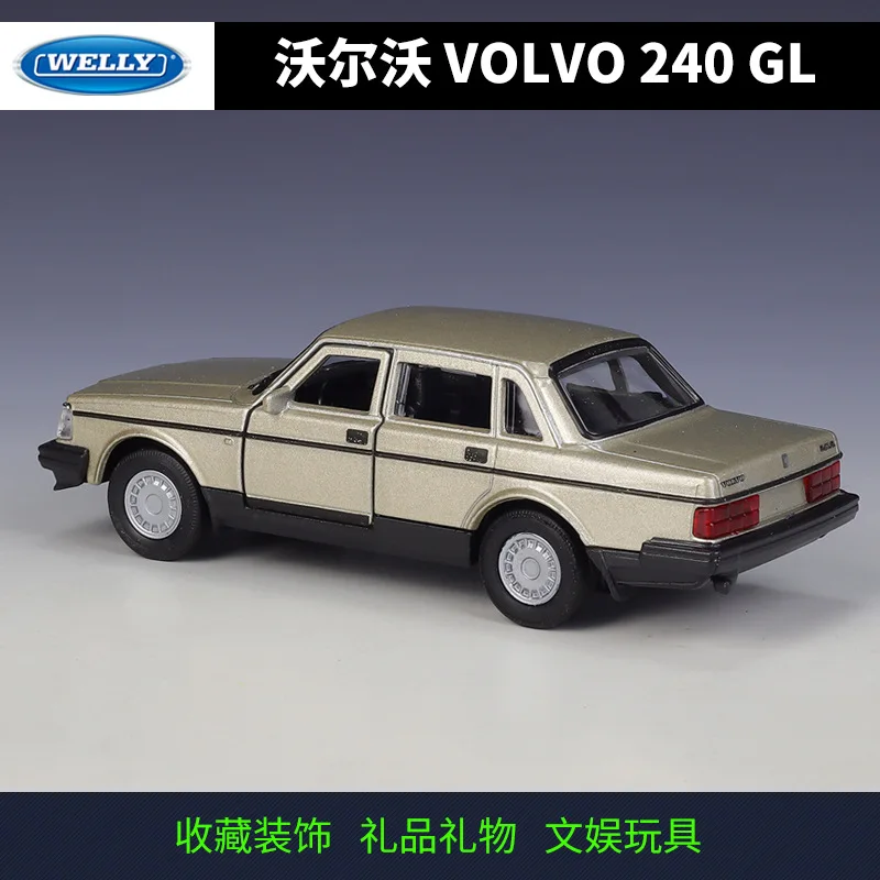 12-volvo 240gl高級車モデル,合金金属,プルバック,収集ギフト付きおもちゃ,1:36