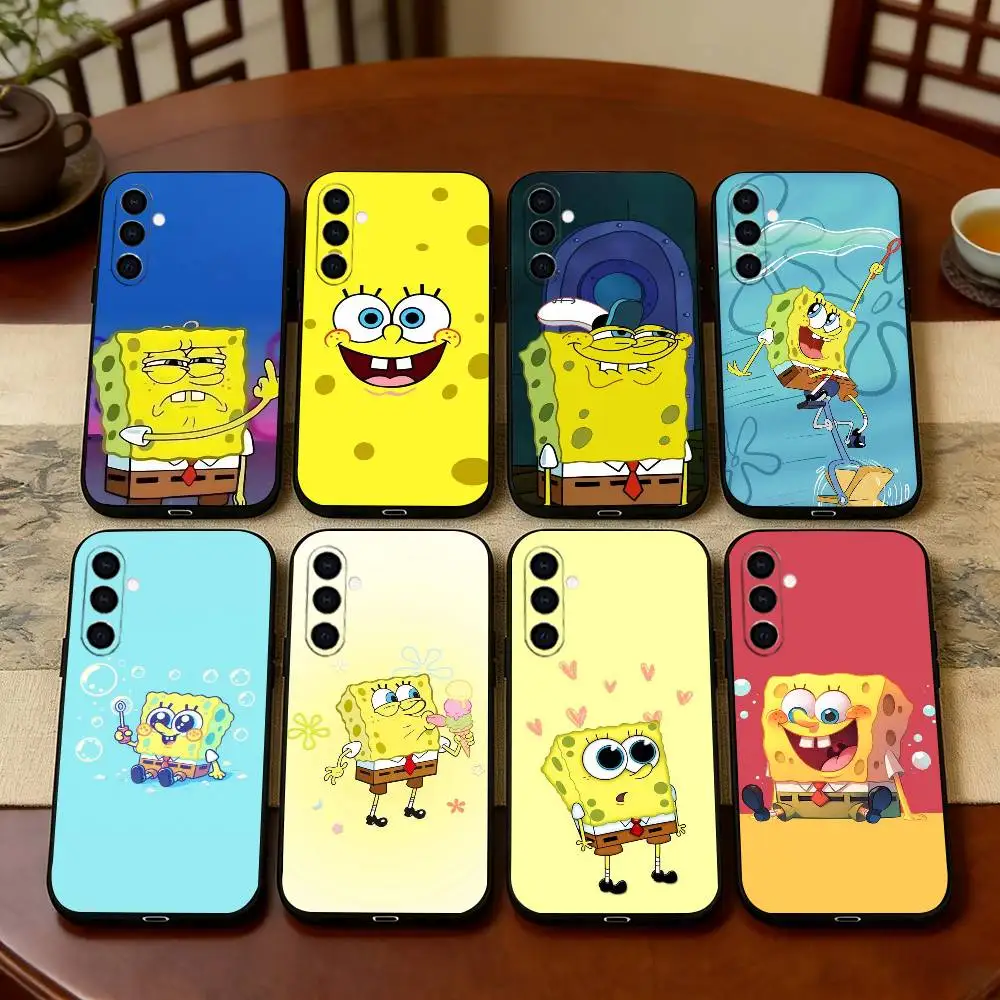Y-Yellow sq S-Sponge Phone Case Black Silicone Soft For Samsung Galaxy A73,A72,A71,A70,A53,A52,A51
