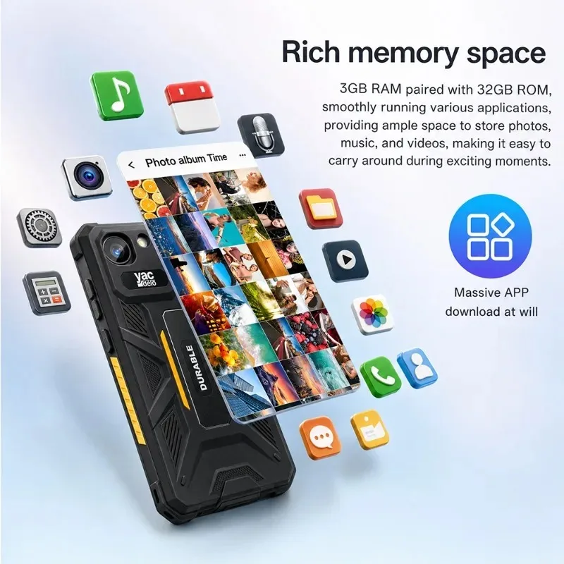 YACDELO ROCK V1 Mini Smartphone Kompaktowy Rozmiar Wyświetlacz 4,96' 3GB 32GB Wyjmowana Bateria 3000mAh Android 16 GO Lekki Telefon — zdjęcie produktu 6