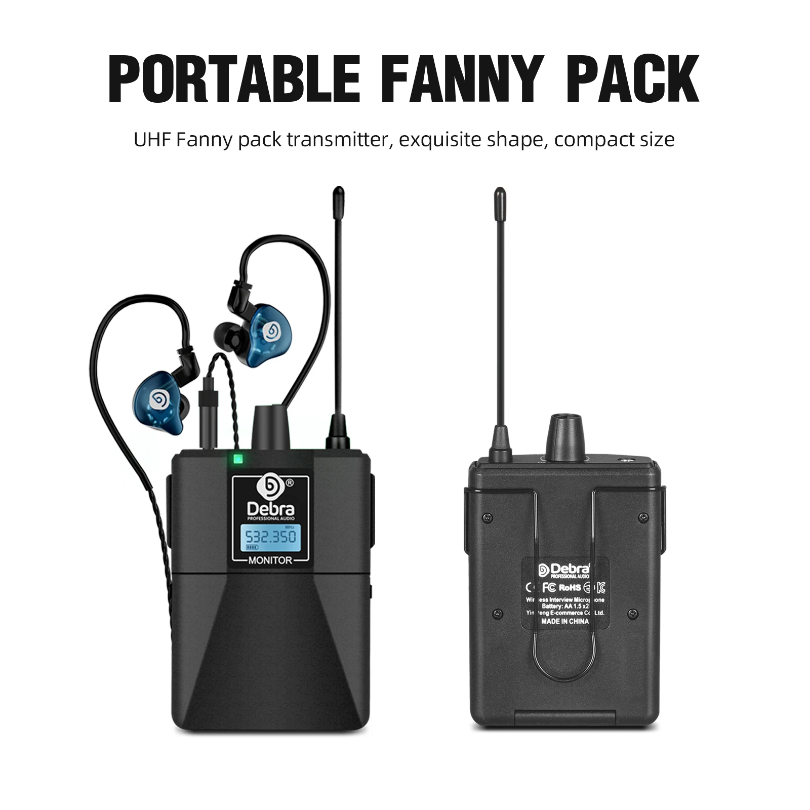 Debra ER-102 UHF In-Ear Drahtloses Monitoring-System mit Mehrfach-Sendern für Bühnenauftritte und Kirchen – Detail 11
