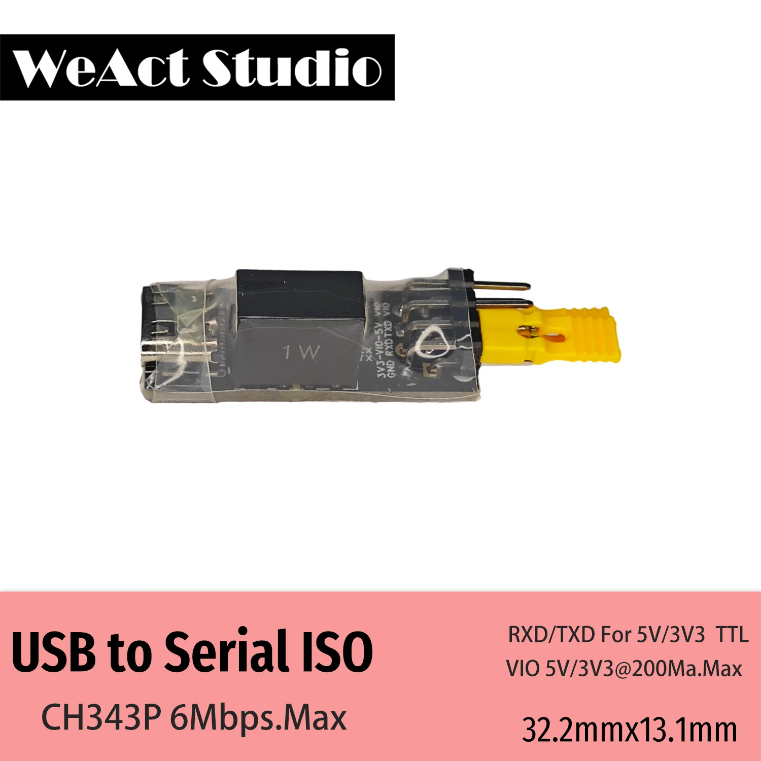 

WeAct CH343 Isolated USB to TTL DC 3.3V/5V Serial Port Isolated Communication 6Mbps UART Downloader Module