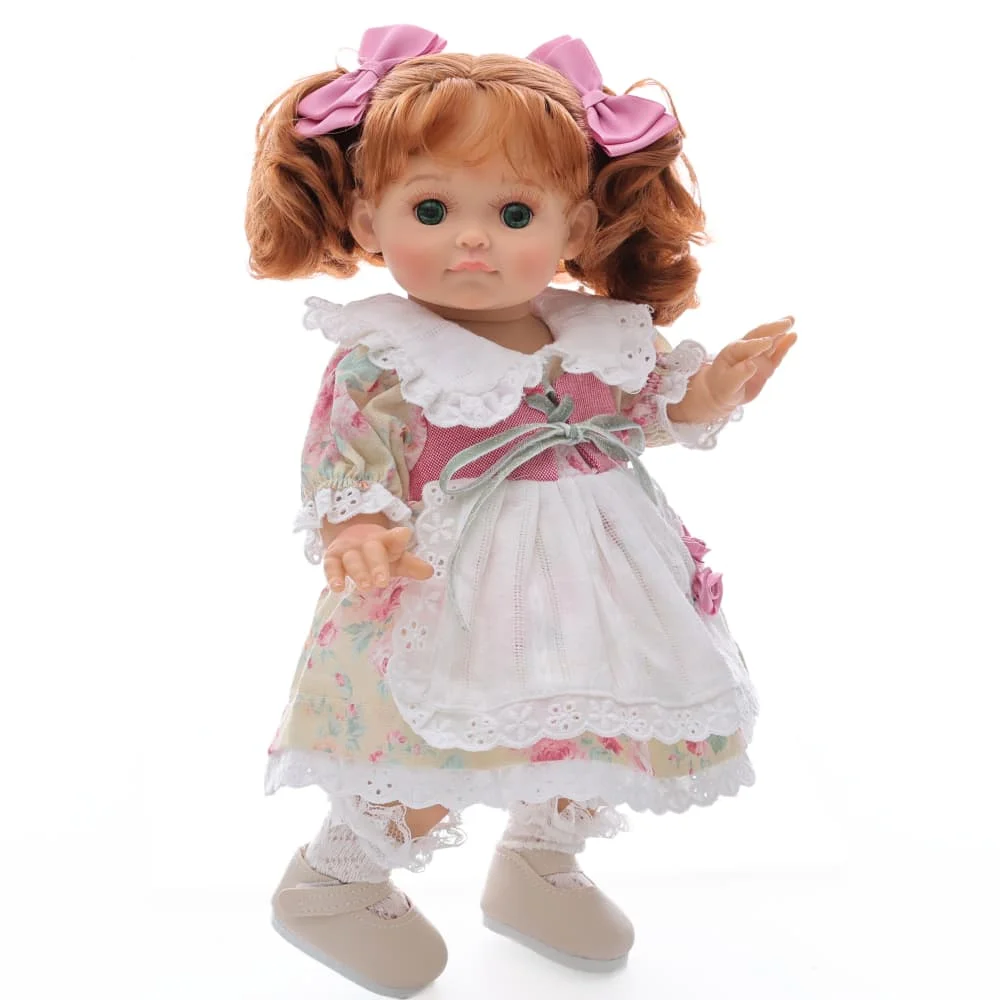 Cloveray 12-inch Pastoral Retro Floral Skirt Reborn Baby Doll Hand Rooted Hair Lifelike Doll Girl Birthday Christmas Gift