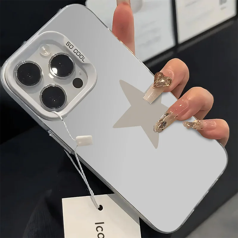 حافظة هاتف بنمط نجمة لهاتف آيفون 17 16 15 14 13 12 11 Pro/ Max/Plus غطاء خلفي مقاوم للصدمات ومضاد للبصمة