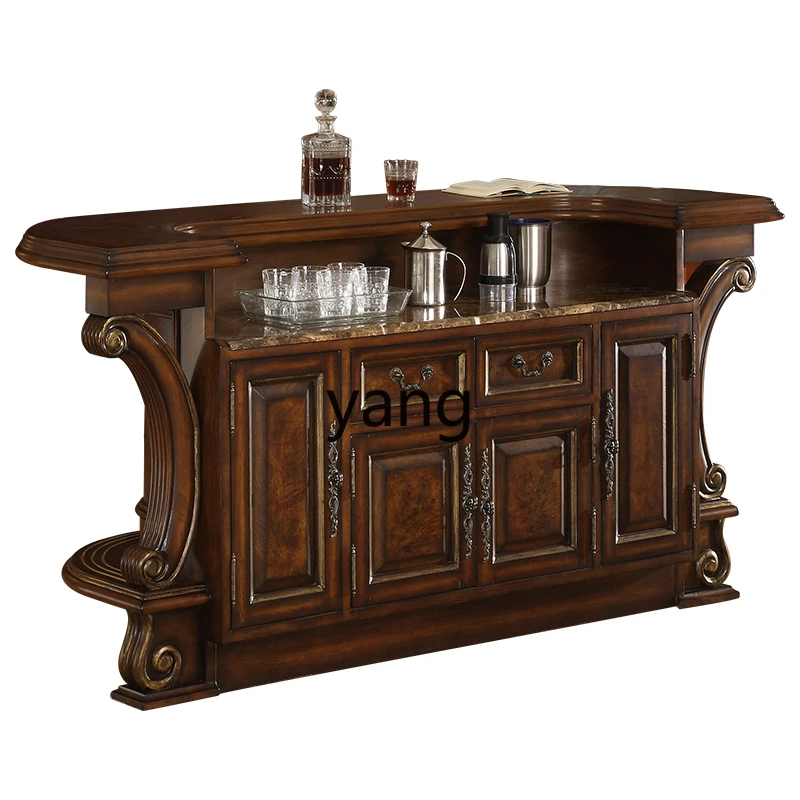 

TGF European marble solid wood bar counter Luxury American old retro wine bar counter