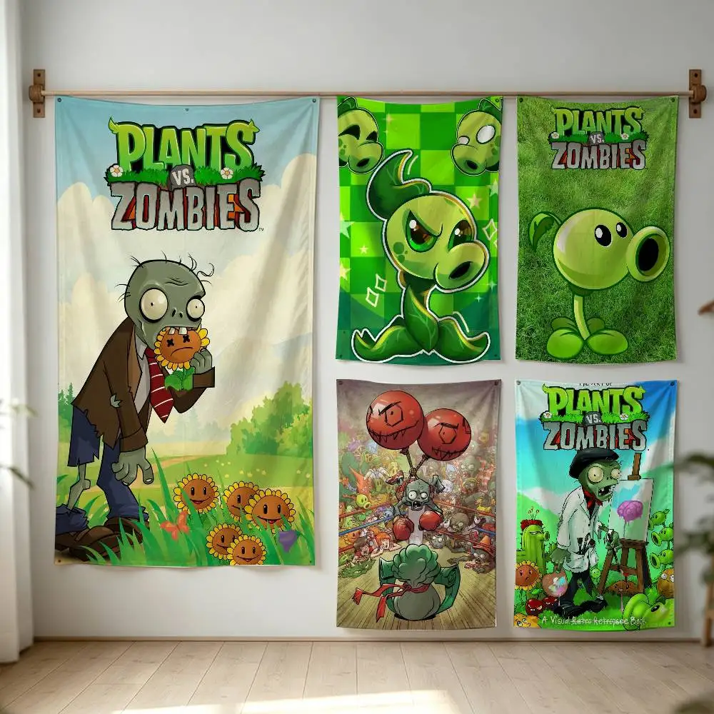 Plants vs. Zombies Flag Digital Printing Banner for Garage Wall Out Door Decoration