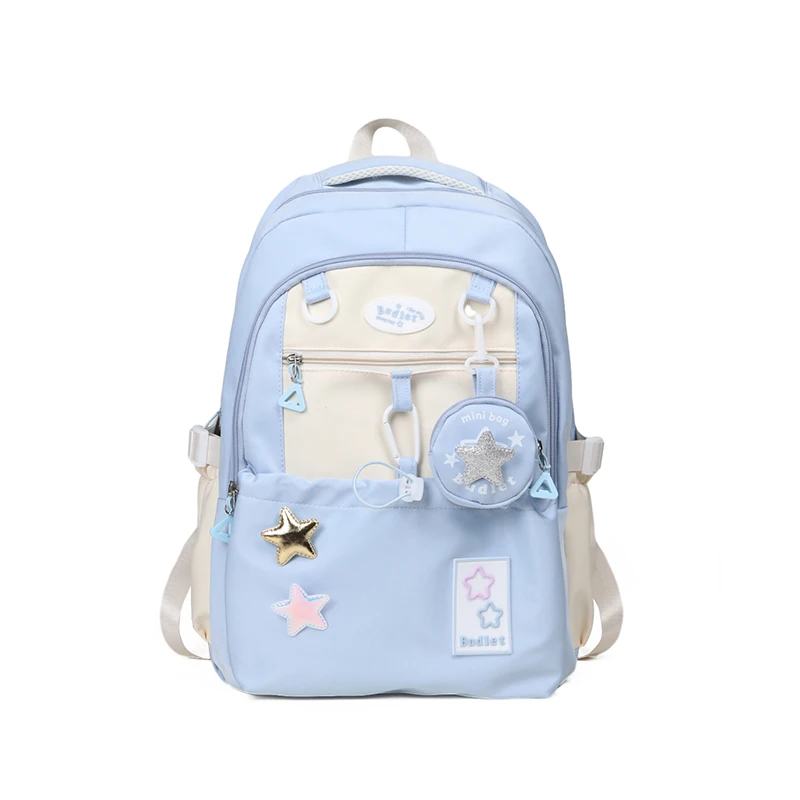 Star Large Capacity Nylon Backpacks High Quality Unique Design Cute Color Matching Schoolbags for Women 2024 Casual Coin Purse