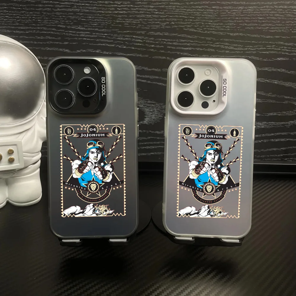 JoJo Bizarre Adventur Anime Phone Case IMD Color Silver Shell For IPhone 16 15 14 13 12 Pro Max Plus