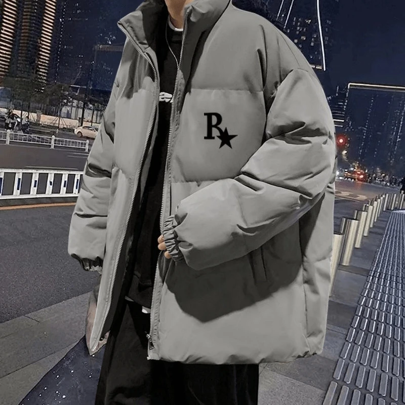 2025 المألوف هونغ كونغ نمط الرجال فضفاضة تناسب القطن وسادة مبطنة لا قبعة مستوحاة تنوعا مطبوعة ملابس خارجية عصرية للرجال #6